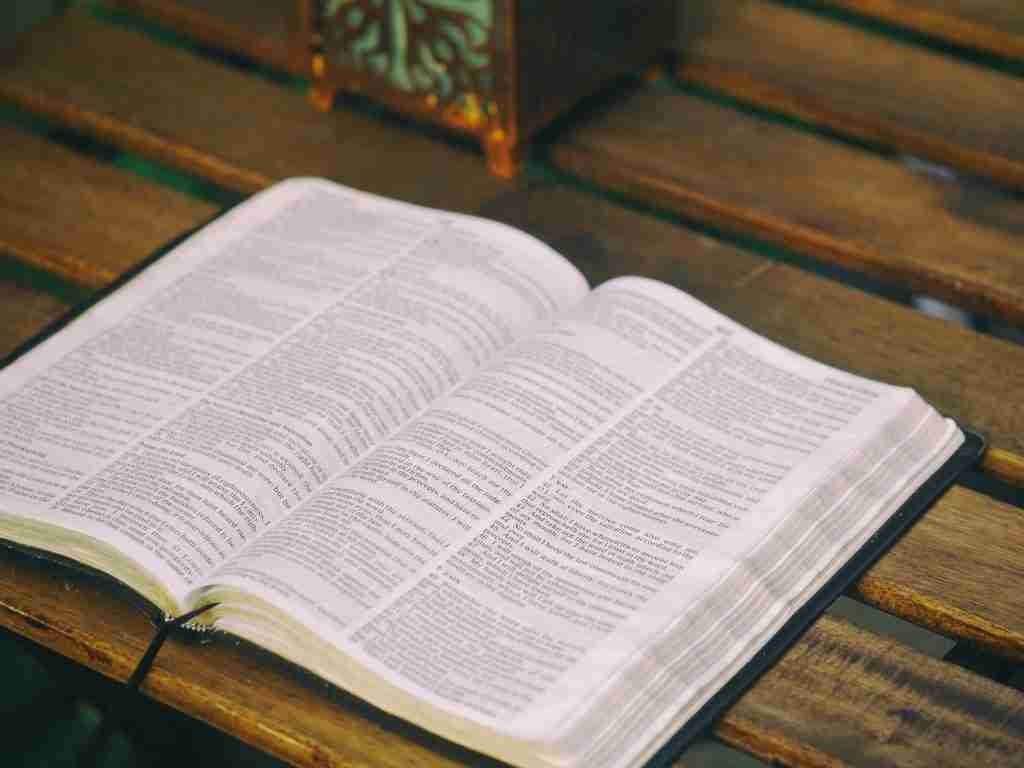 Bible laying open on table