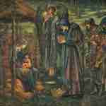 Quiénes eran los Reyes Magos en la Biblia: los Tres Reyes Magos Un belén con María, el niño Jesús, los Reyes Magos de la Biblia que presentan regalos y un ángel que sostiene una vela.