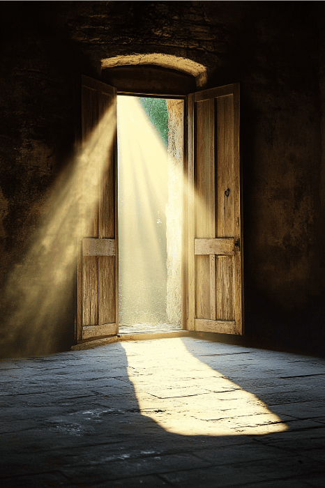 light coming through a doorway in the early morning