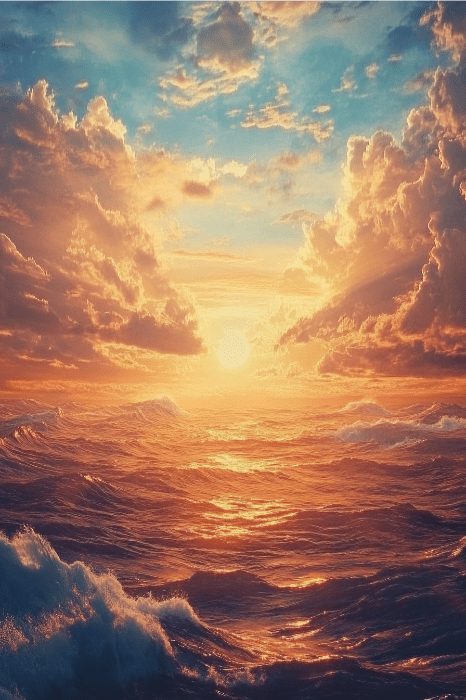 sun rising from the sea in the morning
