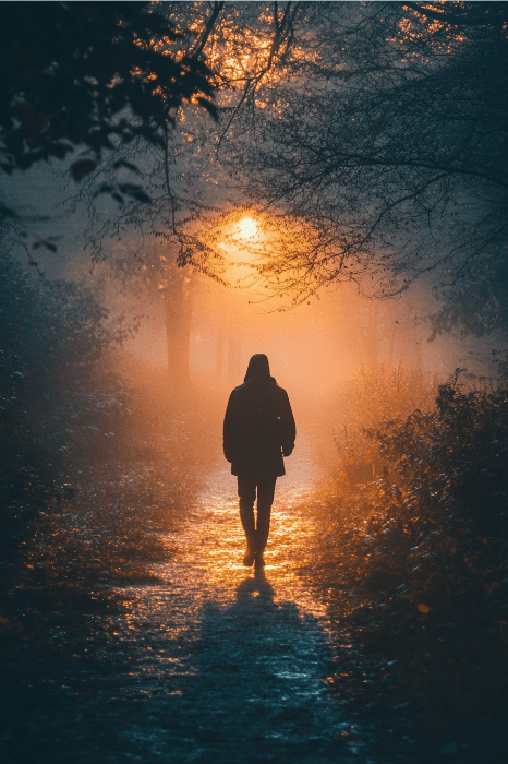 a man walking in the park