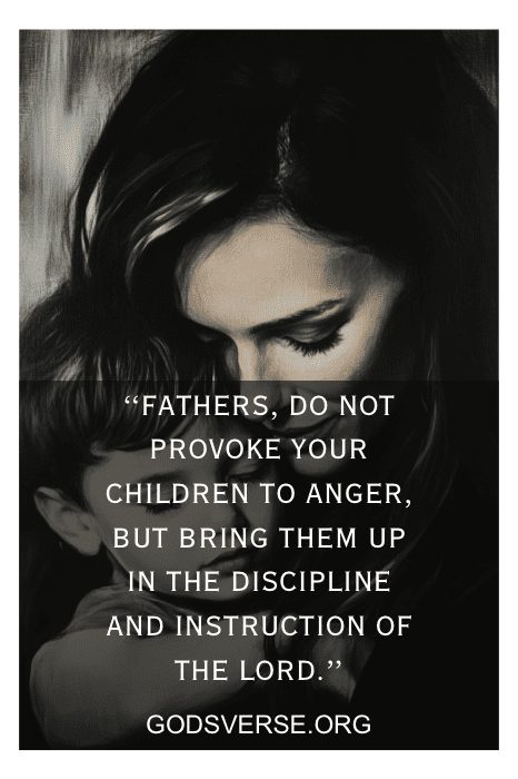 Una mujer sostiene a un niño, reflexionando sobre la crianza y la disciplina, inspirada en Bible Verses About Sons de godsverse.org.
