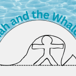 Jonah & the Big Fish Sunday School Bible Lesson Illustration of a person cutting out a whale shape, with "Jonah and the Whale" text above on a water background, perfect for capturing the spirit of a Jonah Sunday School Lesson.