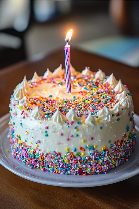 Birthday cake with single candle