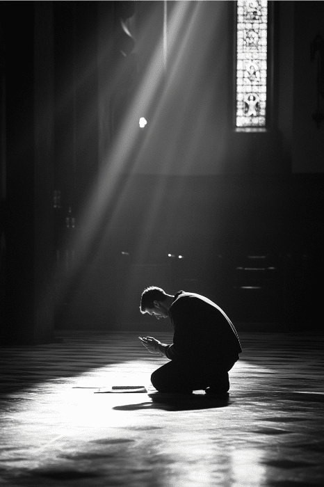 Arrodillado en una habitación amplia y poco iluminada, con la luz del sol entrando por una ventana alta, uno no puede evitar preguntarse: ¿qué son las oraciones de AA?