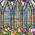 A beautiful church interior with a stained glass window
