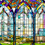 A church with a stained glass window