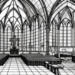El interior de una iglesia con vidrieras y un órgano de tubos
