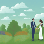 A couple embracing in a peaceful setting