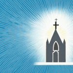 53 poderosas bênçãos para a igreja e para os cultos de encerramento Um prédio de igreja com um raio de sol incidindo sobre ele