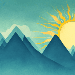 A sun rising over a mountain range