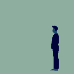 A person standing in a peaceful landscape