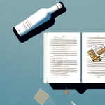 Uma garrafa de vinho com uma Bíblia aberta em uma página de texto