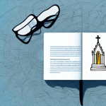 A church with a bookmark in front of it