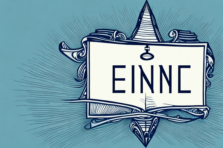 Um prédio de igreja com uma faixa ou placa com a inscrição "ein" na frente