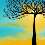 A tree with its branches reaching up towards the sky