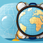 A suitcase with a globe in the background