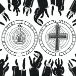 10 esquetes curtas para a igreja que envolverão sua congregação Uma congregação de igreja reunida em um círculo