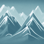A mountain range with a path winding up to the peak