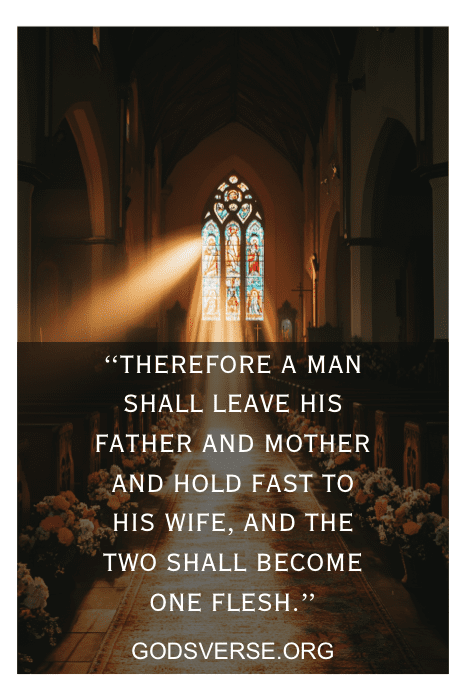 Bible verse about husband and wife becoming one flesh in marriage