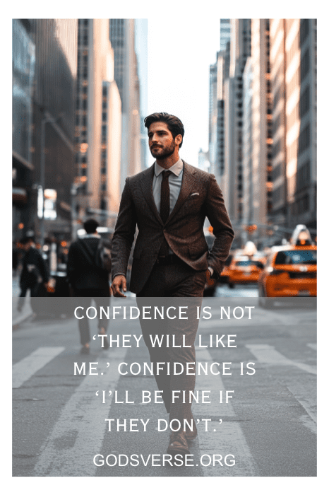 Un hombre trajeado camina confiado por una calle de la ciudad, encarnando una de esas poderosas frases de actitud para hombres, inspirando a todos los que pasan por delante.