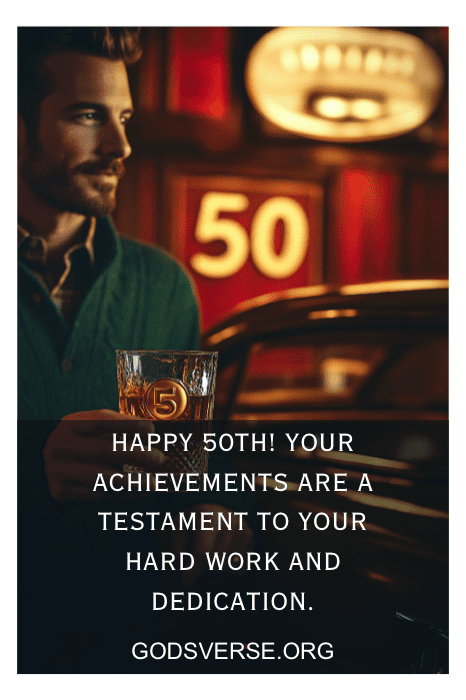 Un hombre levanta su copa, celebrando un hito 50 con sinceras felicitaciones y citas inspiradoras 50 cumpleaños para los hombres.