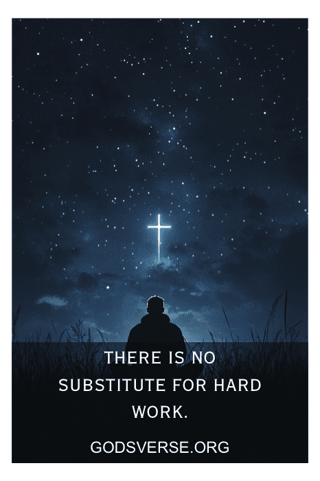 Silueta de una persona contemplando un cielo estrellado en forma de cruz con una cita de actitud inspiradora para hombres debajo.