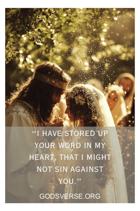 Bride and groom embracing at a Christian wedding ceremony — hymns for the wedding ceremony