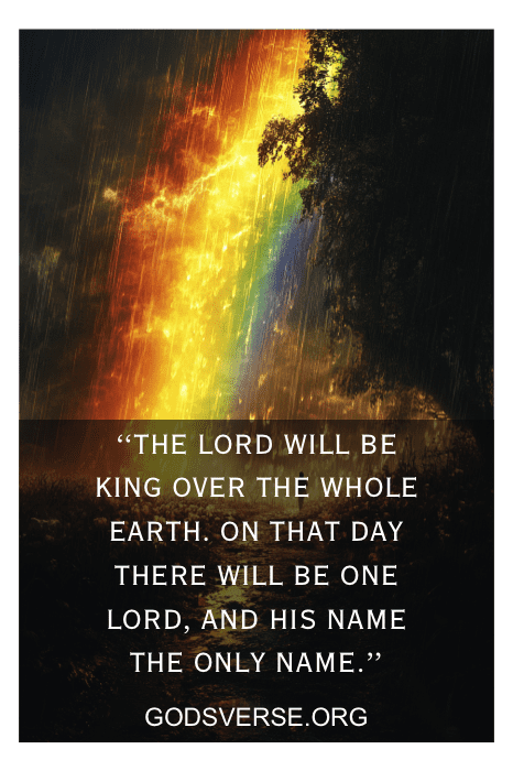 Rainbow over a landscape — Bible verses about God and nations