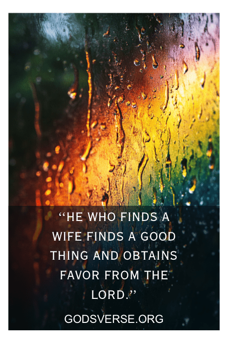 Proverbs 18:22 - He who finds a wife finds a good thing