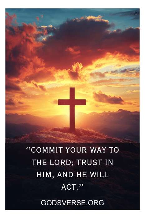 Enquanto o céu noturno lança um brilho quente sobre a cruz na colina, lembre-se de confiar em Deus nos momentos difíceis. Entregue seu caminho ao Senhor; confie Nele, e Ele agirá.