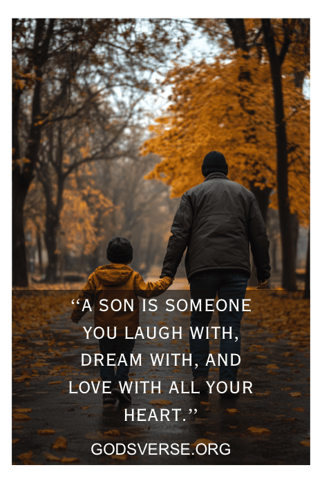Una persona y un niño pasean por un camino cubierto de hojas otoñales, encarnando el calor del amor y los sueños compartidos. Las frases de adopción para hijos nos recuerdan que la familia se construye con el corazón, no solo con la biología.