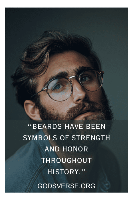 Hombre con gafas y barba, acompañado del texto: "Las barbas han sido sÃmbolos de fuerza y honor a lo largo de la historia". Reflexiona sobre las citas de hombres con barba para apreciar cómo estos sÃmbolos atemporales siguen inspirando.
