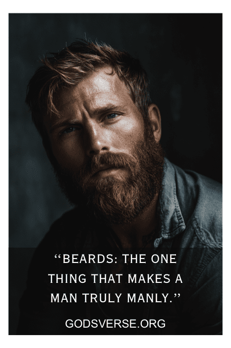 Un hombre con barba en penumbra, el texto dice: "Barbas: Lo único que hace que un hombre con barba sea verdaderamente varonil. #beardedmenquotes.