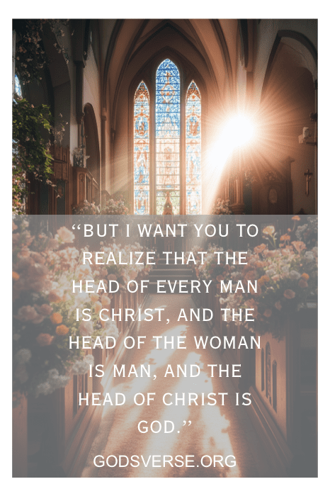 A luz do sol atravessa as janelas da igreja com um versículo bíblico sobre homens e mulheres sobreposto em texto branco.
