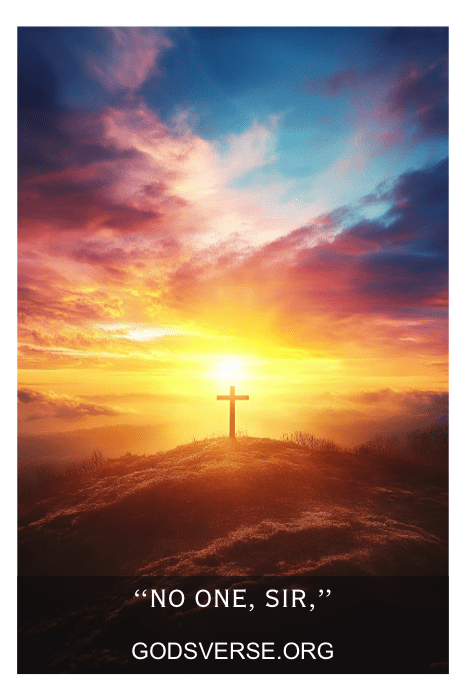 Silhueta de uma cruz em uma colina contra um céu vibrante ao pôr do sol, com o texto: "Ninguém, senhor", e "GODSVERSE.ORG" como seu santuário de escrituras para superar o adultério.