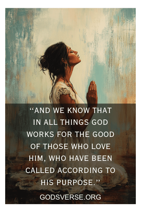 A woman with clasped hands prays; a Bible verse and "Bible Verses for Men" appear over the image.