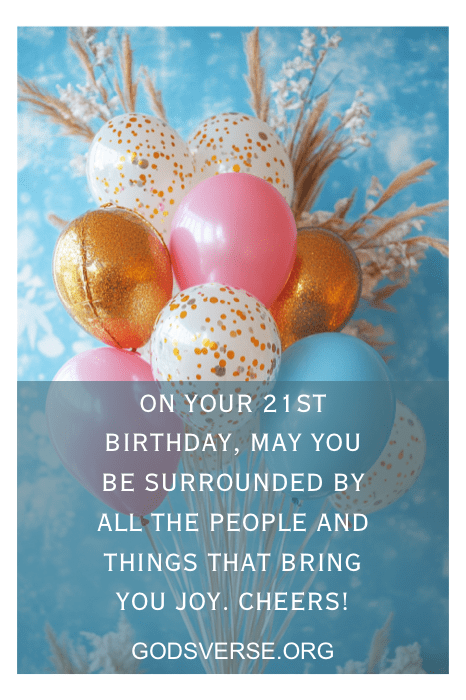 Colorful balloons with a heartfelt birthday message adorn the page of God's Verse website, perfect for sharing special moments and inspiring Sons 21st Birthday Quotes.