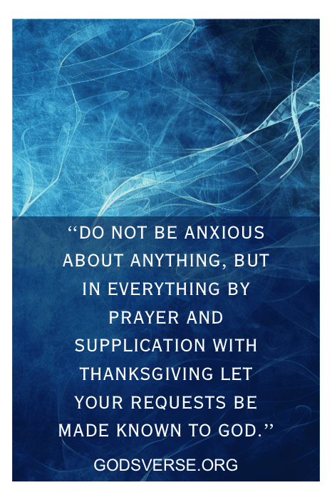 Blue textured background with a quote: "Do not be anxious about anything..." and godsverse.org at the bottom, perfect for those seeking Bible verses about waiting on the Lord.