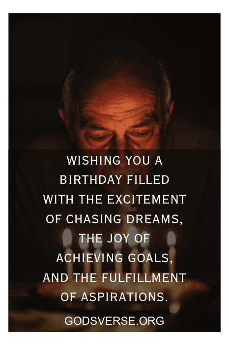 Elderly man in dim light with glowing candles, text: "Wishing you a birthday filled with excitement and joy, just like your son's 21st birthday quotes inspire.