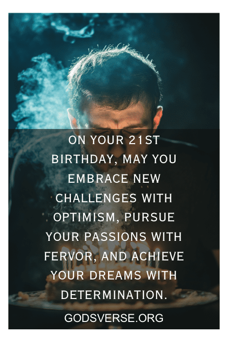 Person blowing out birthday candles with "Sons 21st Birthday Quotes" overlayed, capturing the essence of this milestone moment.