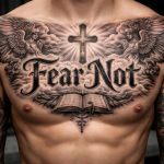 fear not chest tattoo for men