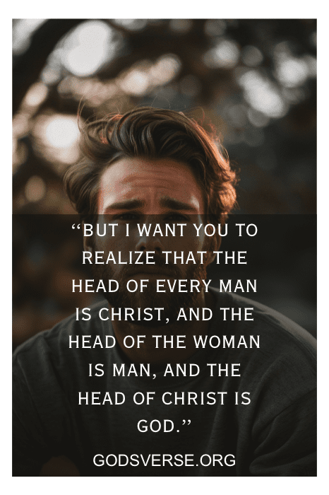 Retrato de um homem com uma sobreposição de citação bíblica sobre Cristo e liderança, refletindo citações profundas sobre homens. O texto na parte inferior diz "GODSVERSE.ORG.