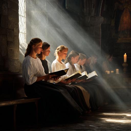 girls singing  Hymns About Serving God