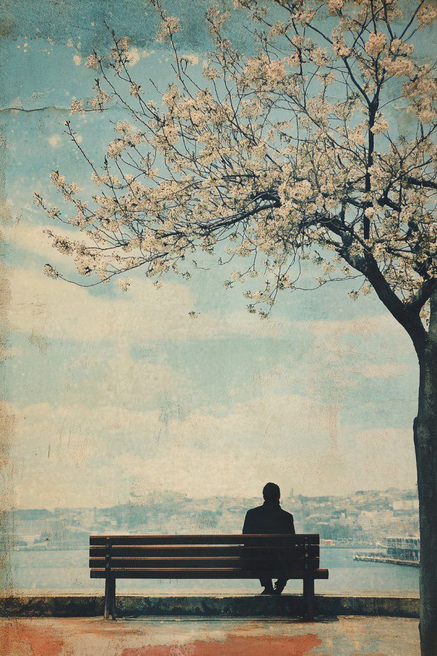 a person waiting on a bench