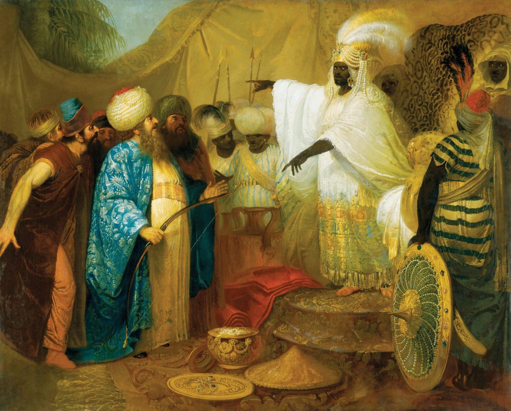 An Ethiopian king commands his people, showing the Ethiopian bloodline of king Solomon