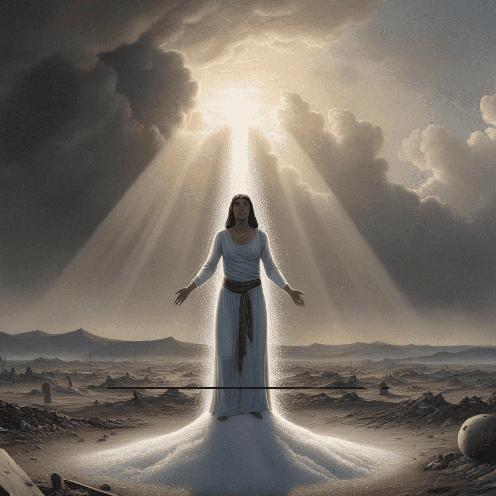 Una mujer vestida de blanco aparece bajo una luz tenue con un versículo bíblico sobre cómo deleitarse en el Señor, ofreciendo consuelo y esperanza.