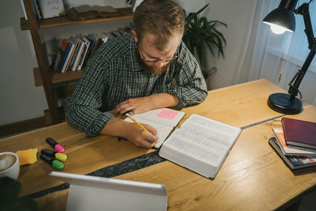A man studying the Bible
