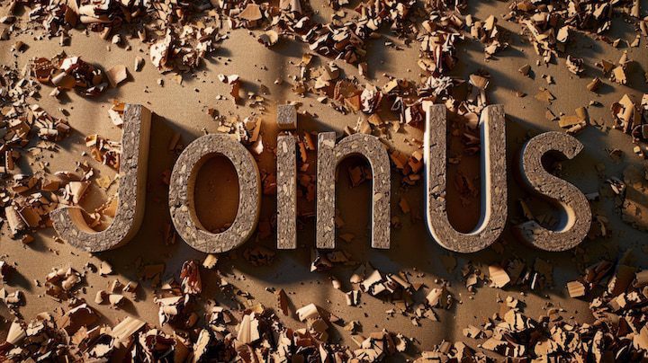 Join Us" in large wooden letters surrounded by wood shavings on a brown surface, inviting you to explore what the Bible says about missions.