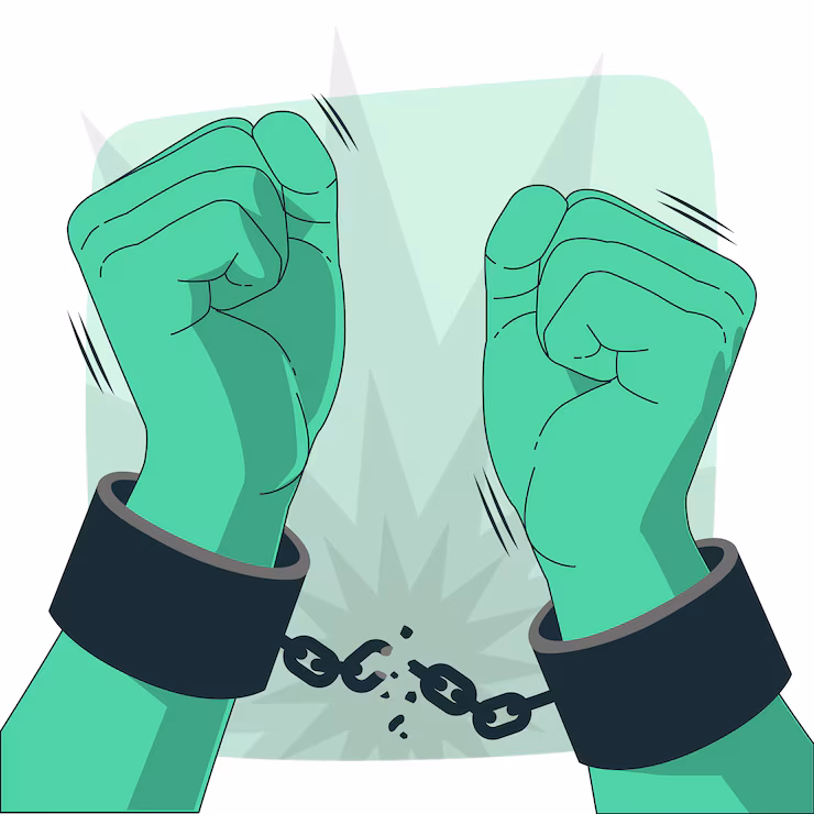 The abolition of slavery concept to illustrate the freedom that comes with forgiveness and not revenge